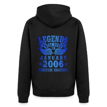 Les légendes sont nées le jour de l'anniversaire de janvier 2006 - Veste à capuche bio Premium Unisexe - noir - Dos - Nico (187cm)