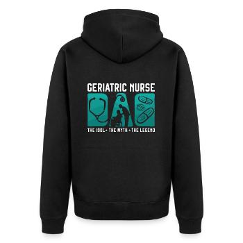 Geriatric Nurse Dad The Idol The Myth Caregiver - Unisex Premium Organic Zip Hoodie - black - Back - Nico (187cm)
