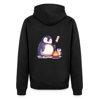 Penguin Marshmallows Kawaii Penguin Cute - Unisex Premium Organic Zip Hoodie - black - Back - Nico (187cm)