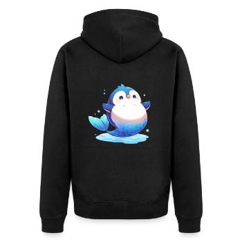 Pingouin, Sirène, Kawaii, Pingouin, Mignon - Veste à capuche bio Premium Unisexe - noir - Dos - Nico (187cm)