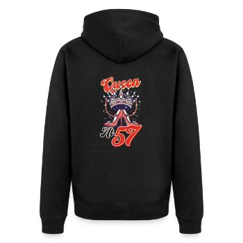 57. Geburtstag Königin mit 57 - Unisex Premium Bio Zip Hoodie - Schwarz - Hinten - Nico (187cm)