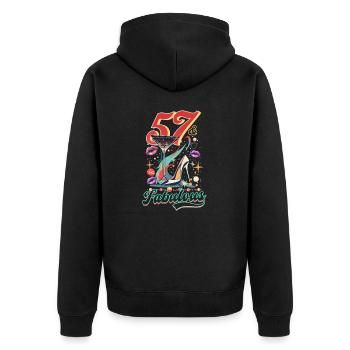 57. Geburtstag 57 & fabelhaft - Unisex Premium Bio Zip Hoodie - Schwarz - Hinten - Nico (187cm)