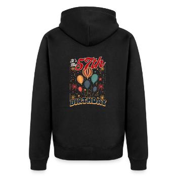 57. Geburtstag Es ist mein 57. Geburtstag - Unisex Premium Bio Zip Hoodie - Schwarz - Hinten - Nico (187cm)