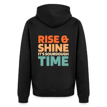 Sauerteig Brot - Unisex Premium Bio Zip Hoodie - Schwarz - Hinten - Nico (187cm)