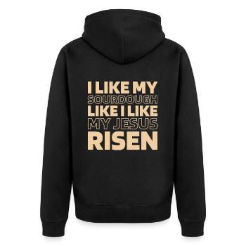 Sauerteig Brot - Unisex Premium Bio Zip Hoodie - Schwarz - Hinten - Nico (187cm)