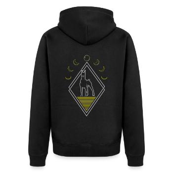 Doberman Abstract Moon Phases - Unisex Premium Organic Zip Hoodie - black - Back - Nico (187cm)
