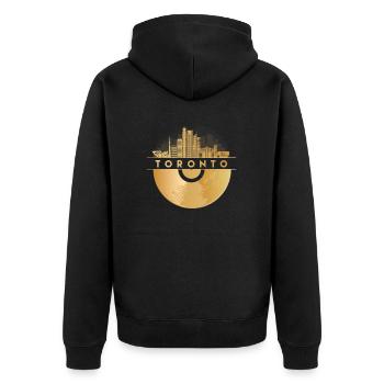 Vinyl-Schallplatte Musik Skyline-Kanada-Toronto - Unisex Premium Bio Zip Hoodie - Schwarz - Hinten - Nico (187cm)