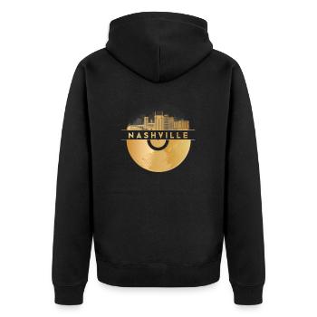 Vinyl-Schallplatte Musik Skyline-USA-Nashville - Unisex Premium Bio Zip Hoodie - Schwarz - Hinten - Nico (187cm)