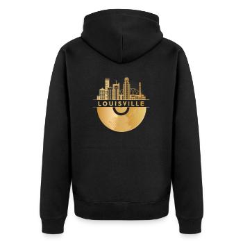 Vinyl-Schallplatte Musik Skyline-USA-Louisville - Unisex Premium Bio Zip Hoodie - Schwarz - Hinten - Nico (187cm)