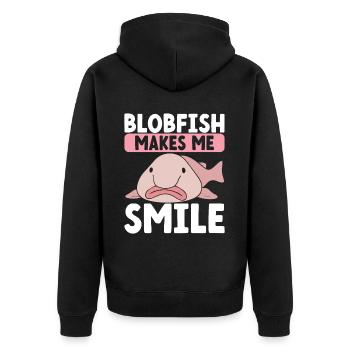 Süßer Blobfisch Hässlicher Fisch - Unisex Premium Bio Zip Hoodie - Schwarz - Hinten - Nico (187cm)