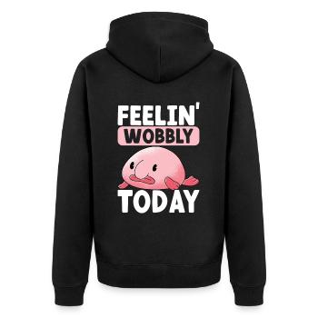 Süßer Blobfisch Hässlicher Fisch - Unisex Premium Bio Zip Hoodie - Schwarz - Hinten - Nico (187cm)