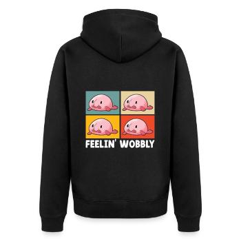 Süßer Blobfisch Hässlicher Fisch - Unisex Premium Bio Zip Hoodie - Schwarz - Hinten - Nico (187cm)