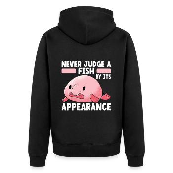 Poisson blob mignon poisson laid - Veste à capuche bio Premium Unisexe - noir - Dos - Nico (187cm)