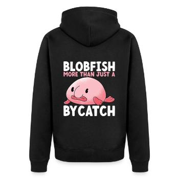 Süßer Blobfisch Hässlicher Fisch - Unisex Premium Bio Zip Hoodie - Schwarz - Hinten - Nico (187cm)