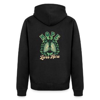 Lung Transplant Hope Lives Here - Unisex Premium Organic Zip Hoodie - black - Back - Nico (187cm)