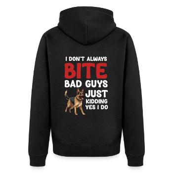 I don't always bite bad guys. Just kidding - Unisex Premium Organic Zip Hoodie - black - Back - Nico (187cm)