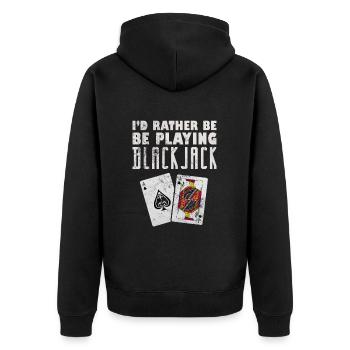 Blackjack Blackjack Card Game Casino Gift - Unisex Premium Organic Zip Hoodie - black - Back - Nico (187cm)