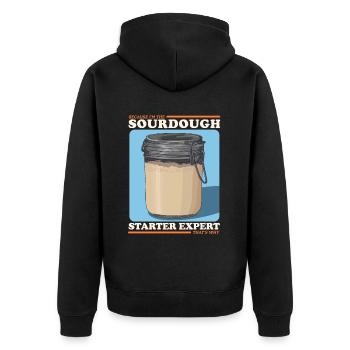 Sourdough Starter Expert Gift - Unisex Premium Organic Zip Hoodie - black - Back - Nico (187cm)