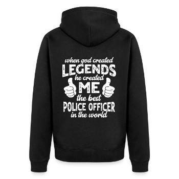 Best Police Legend - Unisex Premium Organic Zip Hoodie - black - Back - Nico (187cm)