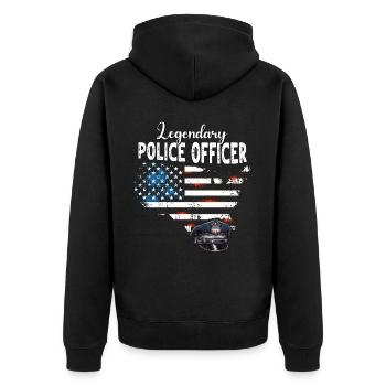 Policeman US - Unisex Premium Organic Zip Hoodie - black - Back - Nico (187cm)