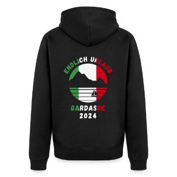 Gardasee Urlaub 2024 Lago Di Garda Italien Idee - Unisex Premium Bio Zip Hoodie - Schwarz - Hinten - Nico (187cm)