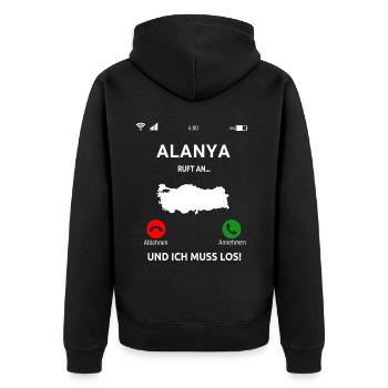 Alanya Urlaub Türkei Idee - Unisex Premium Bio Zip Hoodie - Schwarz - Hinten - Nico (187cm)