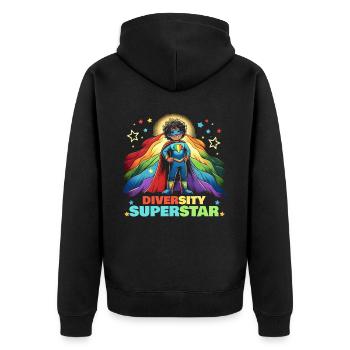 AuDHD Autism ADHD Autistic Spectrum Neurodiversity - Unisex Premium Organic Zip Hoodie - black - Back - Nico (187cm)