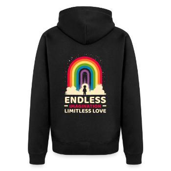 AuDHD Autismus ADHS Autistisches Spektrum Neurodiversität - Unisex Premium Bio Zip Hoodie - Schwarz - Hinten - Nico (187cm)