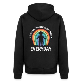 AuDHD Autism ADHD Autistic Spectrum Neurodiversity - Unisex Premium Organic Zip Hoodie - black - Back - Nico (187cm)