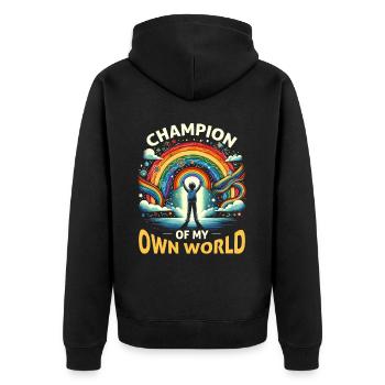 AuDHD Autism ADHD Autistic Spectrum Neurodiversity - Unisex Premium Organic Zip Hoodie - black - Back - Nico (187cm)