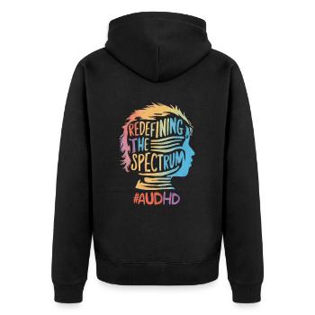 AuDHD Autism ADHD Autistic Spectrum Neurodiversity - Unisex Premium Organic Zip Hoodie - black - Back - Nico (187cm)