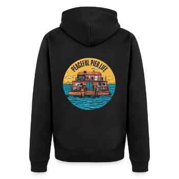 Hausbootbesitzer Seeanker Hausboot Bootfahren - Unisex Premium Bio Zip Hoodie - Schwarz - Hinten - Nico (187cm)