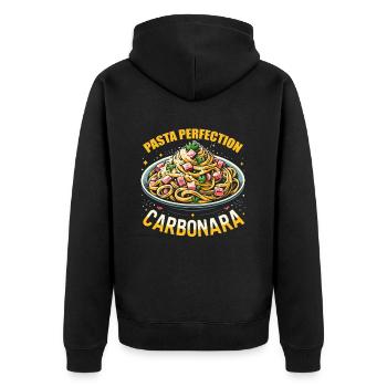Carbonara-Nudeln Nudelnudeln Italienisches Essen - Unisex Premium Bio Zip Hoodie - Schwarz - Hinten - Nico (187cm)