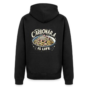 Carbonara-Nudeln Nudelnudeln Italienisches Essen - Unisex Premium Bio Zip Hoodie - Schwarz - Hinten - Nico (187cm)