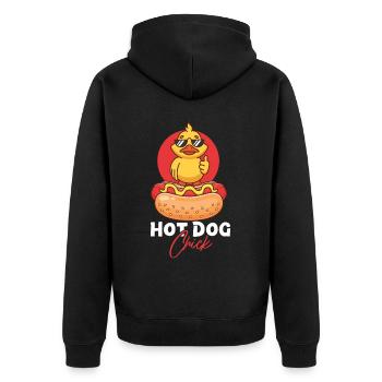 Hot Dog Adult Chicken Girl Hot Dog - Unisex Premium Bio Zip Hoodie - Schwarz - Hinten - Nico (187cm)