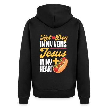 Hot Dog Adult Jesus Faith - Unisex Premium Organic Zip Hoodie - black - Back - Nico (187cm)