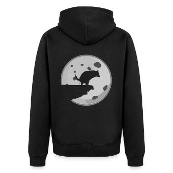 White Shepherd Dogs Shitting Dog Moon - Unisex Premium Organic Zip Hoodie - black - Back - Nico (187cm)