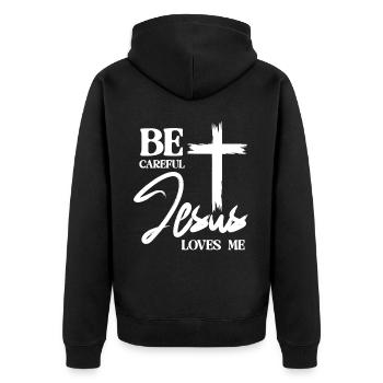 Croix Jésus-Christ Christianisme - Veste à capuche bio Premium Unisexe - noir - Dos - Nico (187cm)