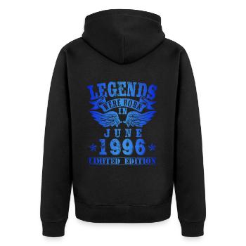 Legends were born in June 1996 Birthday - Unisex Premium Organic Zip Hoodie - black - Back - Nico (187cm)