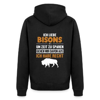 Bison hat immer Recht Buffalo Bovinae Américain - Veste à capuche bio Premium Unisexe - noir - Dos - Nico (187cm)