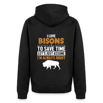 Bison Supposons que j’ai raison Buffalo Américain - Veste à capuche bio Premium Unisexe - noir - Dos - Nico (187cm)