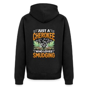 Smudge Sage Feather Spirituelle Smudging - Unisex Premium Bio Zip Hoodie - Schwarz - Hinten - Nico (187cm)