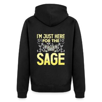 Smudge Sage Feather Spirituelle Smudging - Unisex Premium Bio Zip Hoodie - Schwarz - Hinten - Nico (187cm)