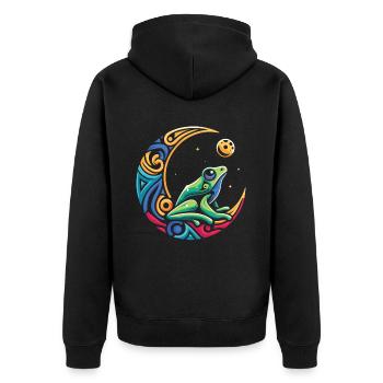 Frog Toad Tribal Moon - Unisex Premium Organic Zip Hoodie - black - Back - Nico (187cm)