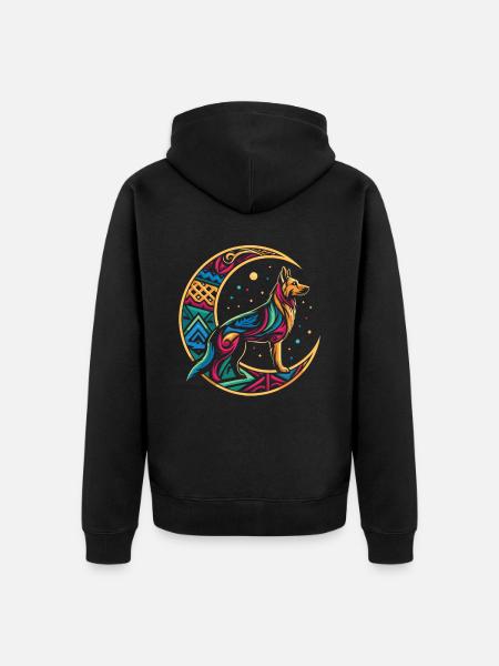 Schäferhund Stammes Moon - Unisex Premium Bio Zip Hoodie - Schwarz