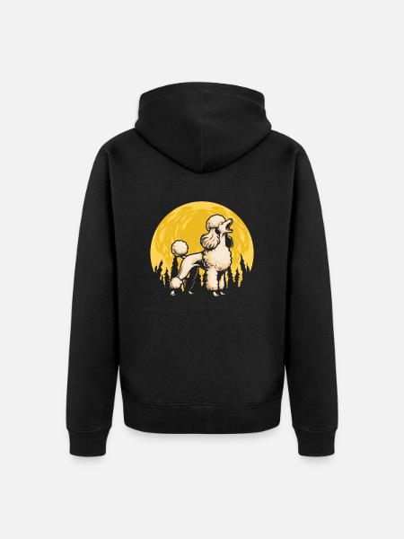 Poodle Moon Howling - Unisex Premium Organic Zip Hoodie - black