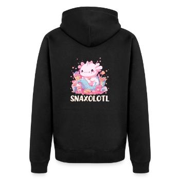 Axolotl Snaxolotl - Unisex Premium Bio Zip Hoodie - Schwarz - Hinten - Nico (187cm)