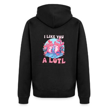 Axolotl Like You A Lotl - Unisex Premium Organic Zip Hoodie - black - Back - Nico (187cm)
