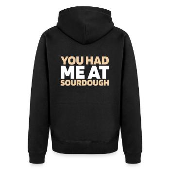Sauerteig Brot - Unisex Premium Bio Zip Hoodie - Schwarz - Hinten - Nico (187cm)