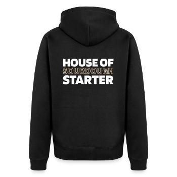 Sauerteig Brot - Unisex Premium Bio Zip Hoodie - Schwarz - Hinten - Nico (187cm)